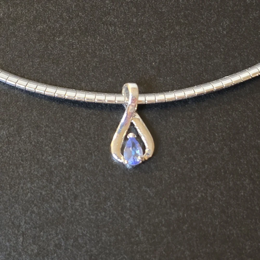Tanzanite International Infinity Pendant Charm Sterling Silver Omega Necklace - Picture 6 of 7